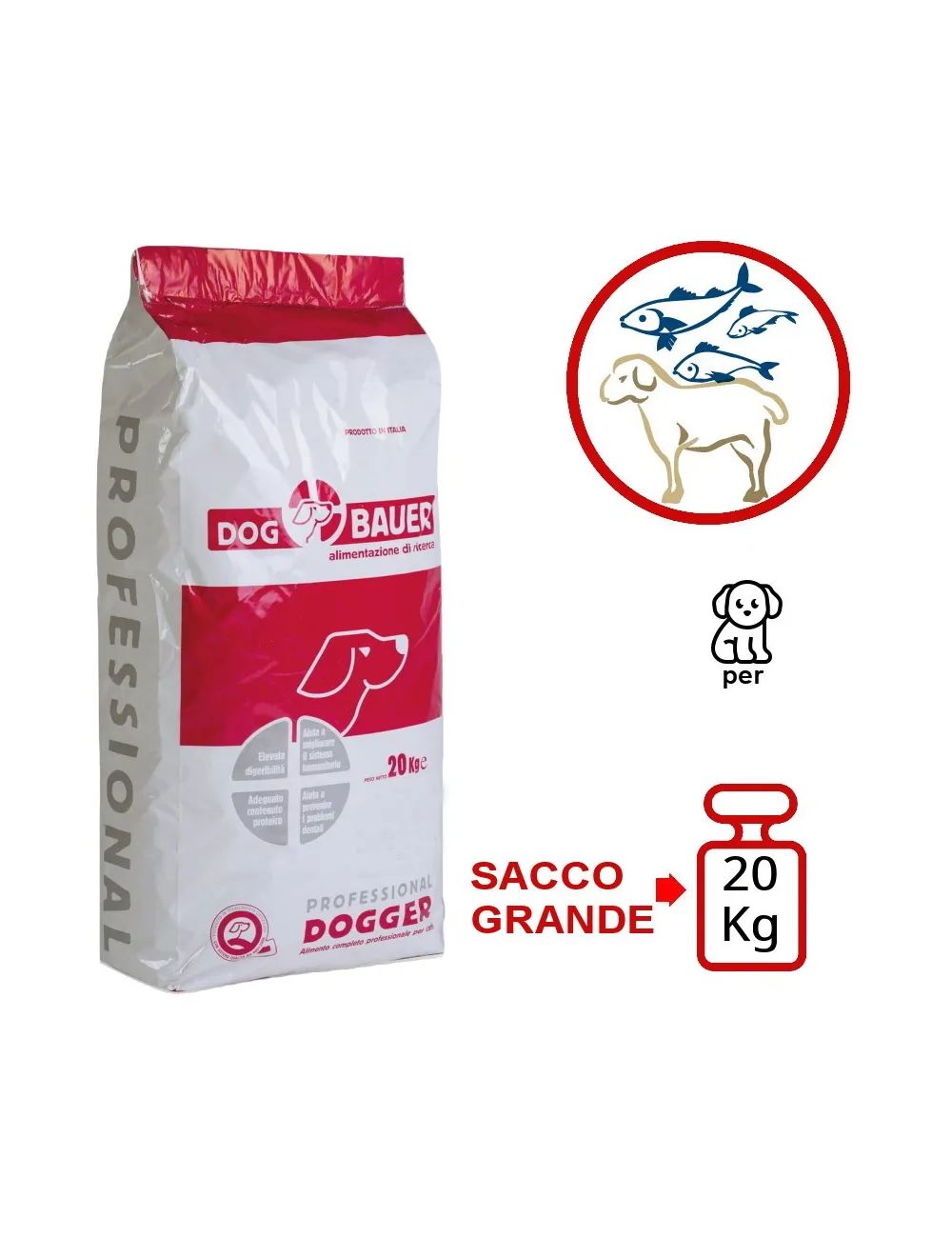 Sacco crocchette Puppy con Agnello e Pesce Dogbauer Sacco crocchette Puppy con Agnello e Pesce Dogbauer