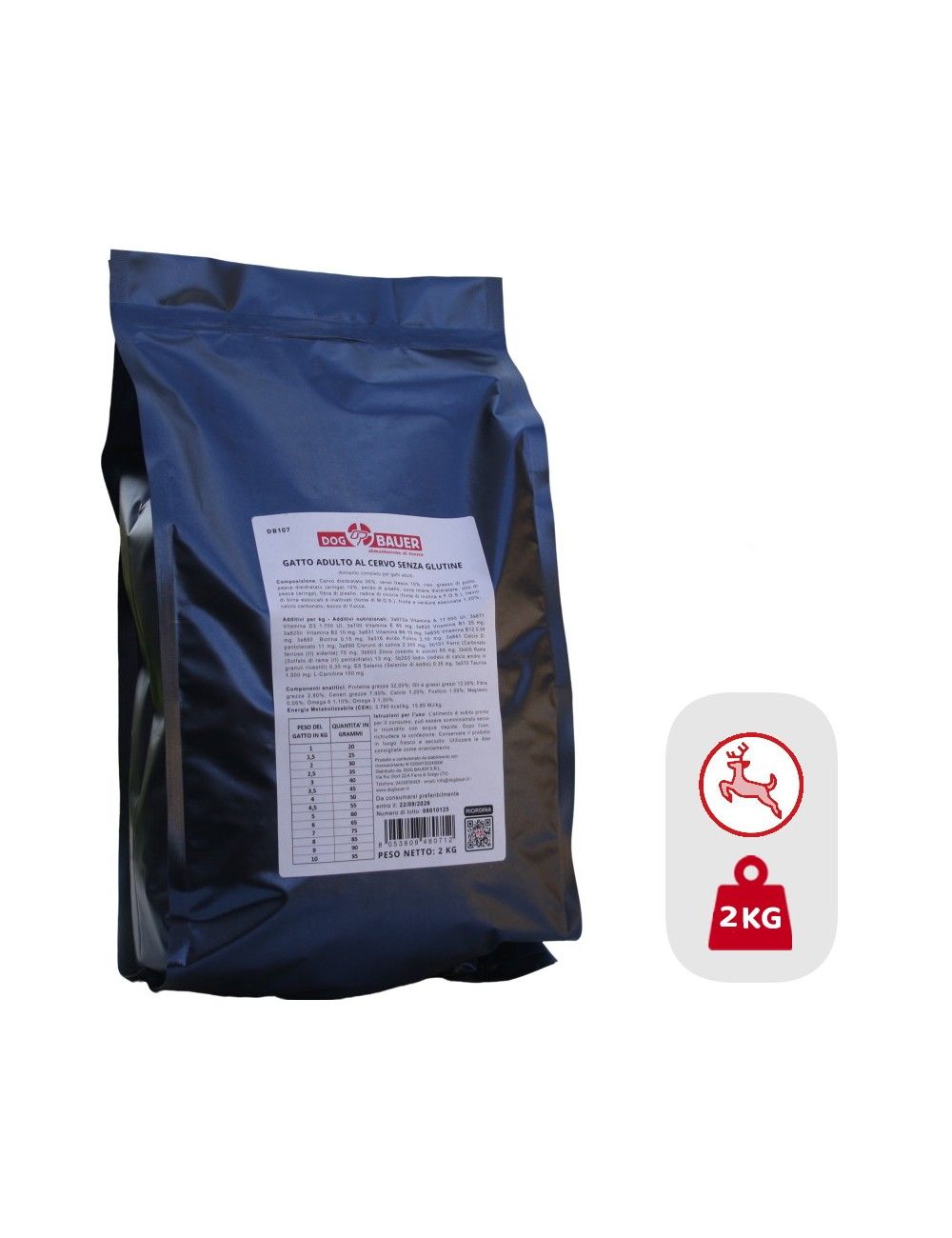 Sacco di croccantini monoproteici per gatto al cervo Dogbauer Sacco di croccantini monoproteici per gatto al cervo Dogbauer